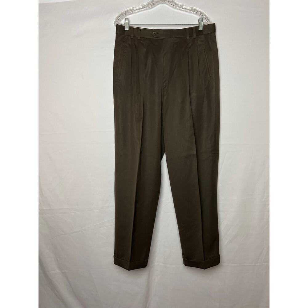 Quiet Luxury Bernini Signature Italy Wool Pants 34 Gray Heritage Pleated Cuffed